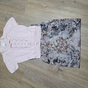 Susan Bristol Vintage Pink Grandmacore Sweater with Embroidered flowers